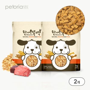 펫토리아 한끼뚝딱 말랑말랑 소프트 강아지 사료 황태+소고기, 1kg, 2개