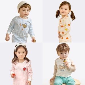 유니프랜드 아동 9부내의 면스판 순면 오가닉 키즈 가을 겨울 긴팔 긴바지 상하복 아기실내복