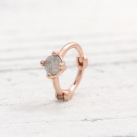 14K 골드 2.5mm(0.07캐럿) 그레이 다이아몬드 미니 링 귀걸이-1개