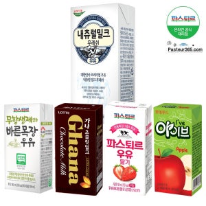 바른목장우유190ml(48팩)/내츄럴밀크/딸기/가나쵸코/아이브(5종)