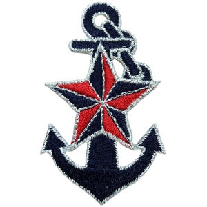 B336 - 닻 별 마린 마크 패치 와펜