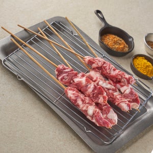 양떼푸드 캠핑양꼬치 냉장 생 양꼬치 바베큐 꼬치 샤슬릭 맥주안주 2인분 쯔란 양념 400g