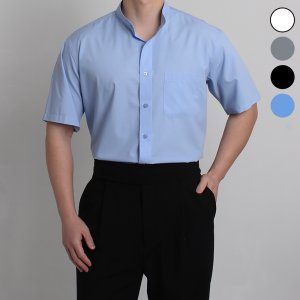 차이나카라 남자 반팔 일반 레귤러핏 와이셔츠 여름 남성 로고 자수 링클프리 남방셔츠