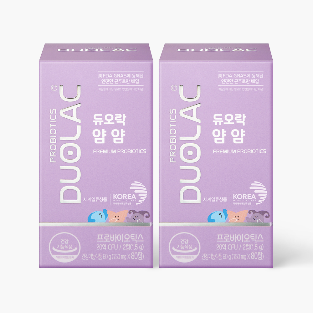 듀오락 얌얌 어린이 츄어블 요구르트향 80정, 2개