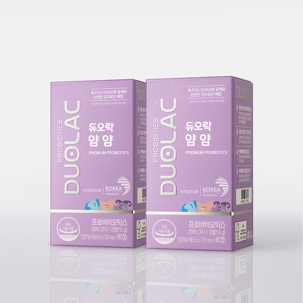 듀오락 얌얌 어린이 츄어블 요구르트향 80정, 2개