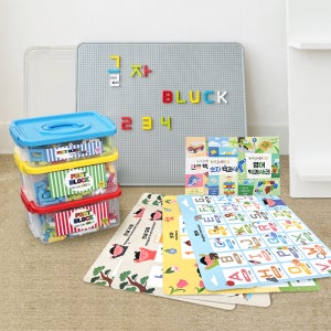 글자블럭+블럭테이블 풀패키지 395pcs 한글공부 영어 숫자 교구 레고호환