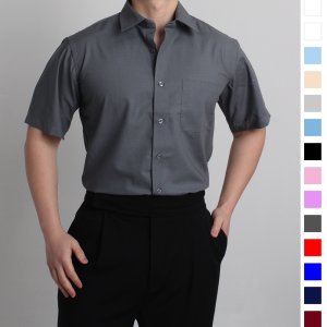 남성 반팔 레귤러핏 링클프리 정장 빅사이즈 와이셔츠 유니폼 로고 자수 맞춤 셔츠