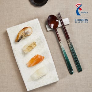칠몽[K-RIBBON] 파도 하이엔드 옻칠 나무 수저세트 24cm 1인용 국내산
