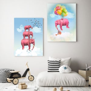 재물운 코끼리 2종 신혼 집 인테리어 집들이 개업 선물 거실 풍수 그림액자