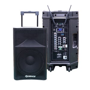 데닉스 DY-103AW 30.48cm(12인치) 충전식 포터블 앰프 스피커 300W 무선마이크2개 블루투스 선거용