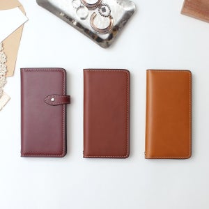 아이폰XS 지갑형 천연소가죽 세미오일 수제 핸드폰케이스