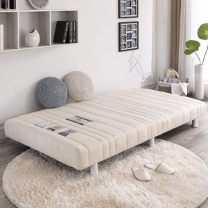 오로라 일체형 원룸 매트리스 침대 싱글 10cm 발통 자가드 화이트