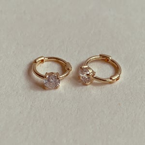 14k 베이직 큐빅 미니 원터치 링 귀걸이 6mm 귓바퀴 링 피어싱