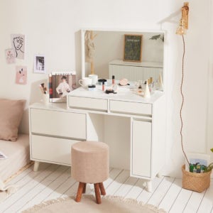 확장형 수납 화장대 세트 거울포함