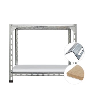 420아연 2단 볼트앵글 경량랙 철제선반 창고 조립식 앵글 선반 30x30x30cm MDF