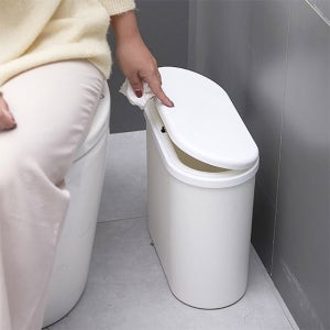 원터치 와이드 화이트 휴지통 10L