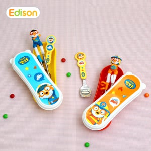 에디슨 뽀로로 경찰관 세트 스텐 젓가락 1단계 수저 세트 소방관