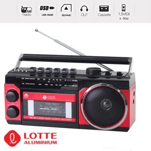 롯데 포터블카세트 핑키-107 라디오 SD USB재생테이프 고출력 스피커