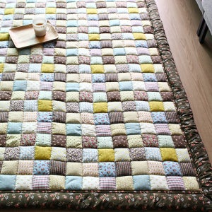 손누빔 면 퀼트 두꺼운 카페트 사계절 러그 매트 소형 대형 침대 거실용