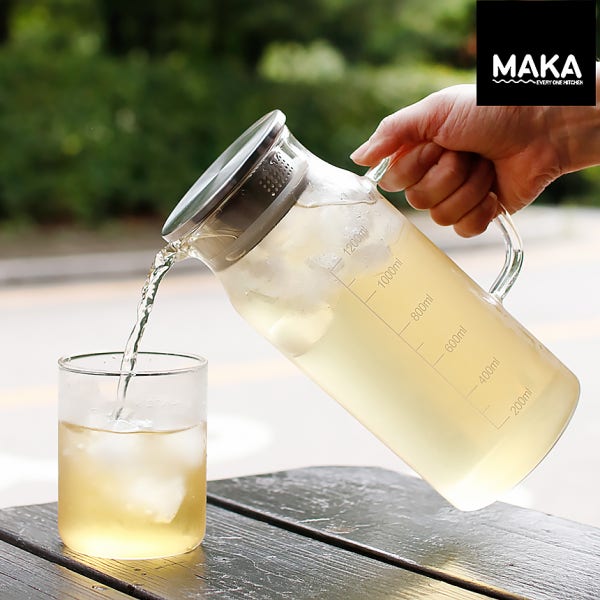 세척편한 내열유리 물병 냉장고 물통 보틀 1200ml