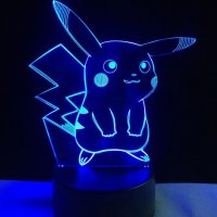 만화 그림 포켓몬 고 게임 피카츄 3D 램프 USB LED 야간 조명 장식 어린이 크리스마스 선물