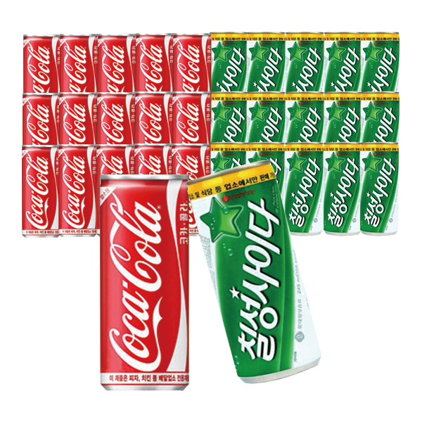 Coca-Cola 245ml 15 Cans + Chilsung Cider 245ml 15 Cans, Commercial Beverages