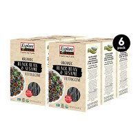 Explore Cuisine Organic Black Bean ﹠ Sesame Fettuccine (6 Pack) - 8 oz - High Protein, Glu