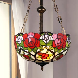 유리조명 장미 3등 펜던트_상향 (스테인드 글라스) Ø400(품절) / Ø500