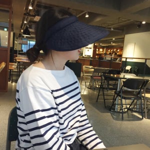 국산 무지 스트라이프 돌돌이모자 썬캡 자외선차단모자