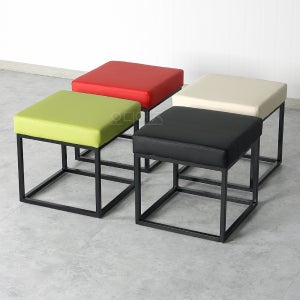 정사각 450 쿠션방석 철제프레임 1인용 로비 대기실 상담실 의자 풋 스툴 RC05
