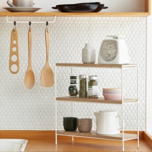 고급 삼나무 철제 3단 미니선반 완제품 2종