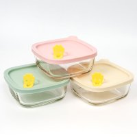 냉동밥 전자레인지 실리콘 뚜껑 내열 유리 용기 3p 간편 조리
