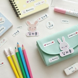 방수 네임스티커 어린이집 유치원 이름표 이름스티커 토끼 투명