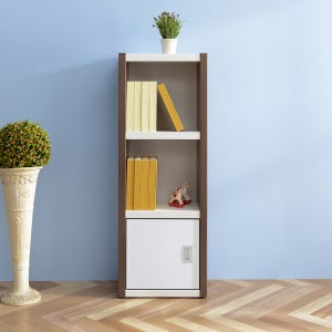 로딘 400 도어 3단 책장 FOF050-C 틈새 선반 서재 거실 수납장 슬림 책꽂이