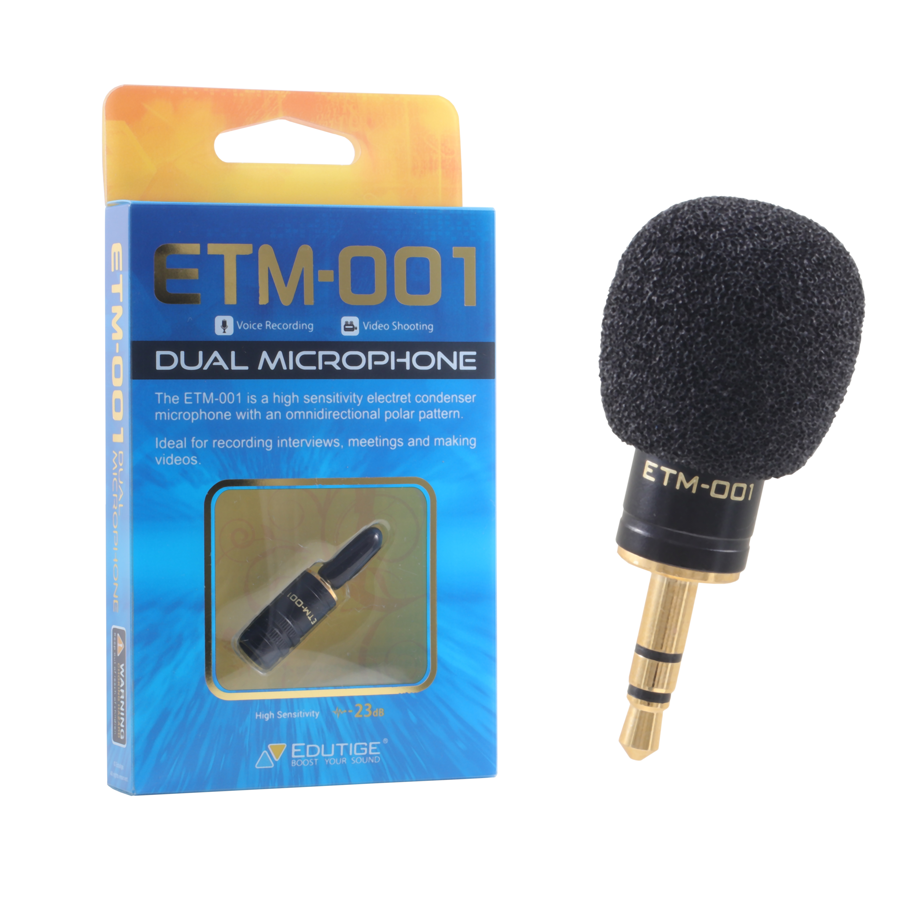 에듀티지 ETM-001 핀마이크 무지향성 3극 직경 10mm EDUTIGE 고감도 온라인
