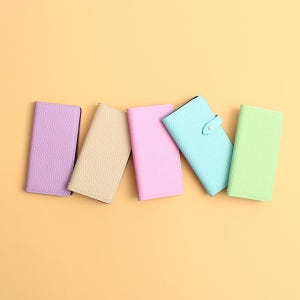 아이폰XS맥스 지갑형 천연소가죽 파스텔오플 수제 핸드폰케이스