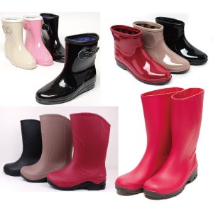 여성 미들 롱 발목 레인부츠