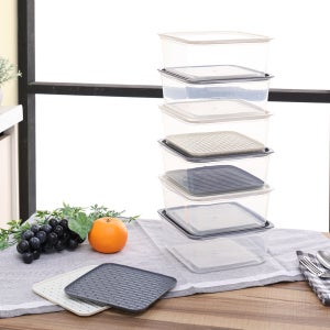 이지앤프리 디럭스 사각 1700ml용기 6EA 전자레인지 냉장보관 용기