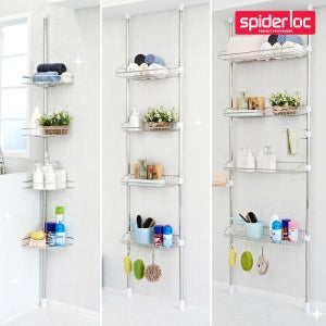 스파이더락 기둥식 욕실 코너 선반 정리대 화장실 욕조 수납 스테인리스 4단