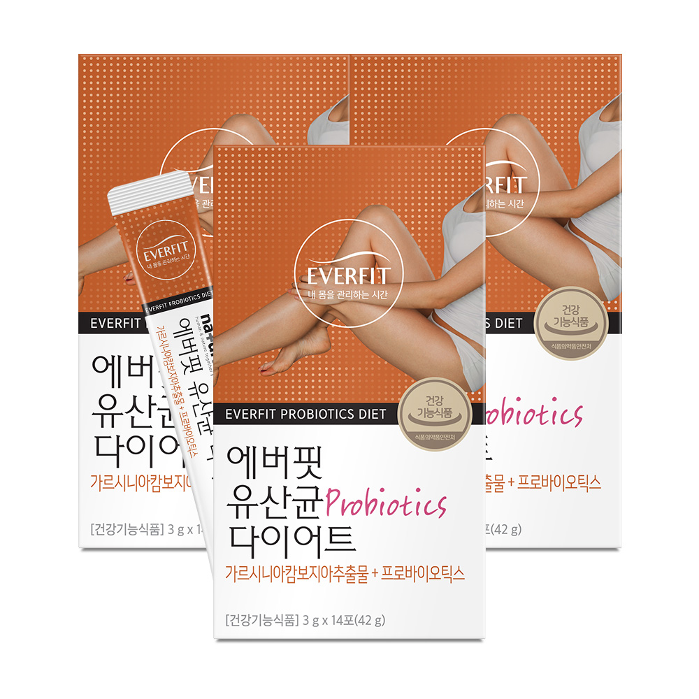 에버핏 유산균 다이어트 모유유래 가르시니아 락토바실러스 14포, 3개