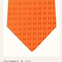 Sale - 영국 직배송/ 에르메스 파코네 에이치 실크 넥타이 오렌지/ HERMES Faconnee H tie orange vif H030189T 69