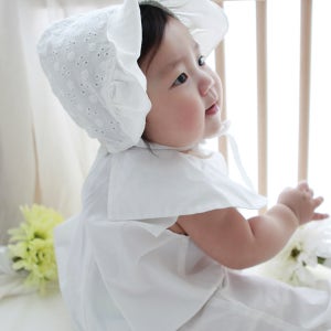 아기 백일 돌 사진 촬영 화이트 레이스 신생아 보넷