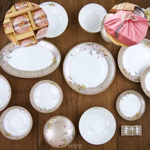 (최고급예단포장) 한국도자기 사군자 반상기세트 16pcs 생활반상기세트