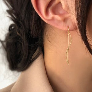 (무배/실버925) all silver 컷팅 웨이브 드롭 귀걸이