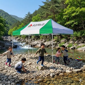 접이식 캐노피천막 행사용 이동식텐트 자바라 방수 그늘막 바람막이 인쇄 2.5x3.7스틸
