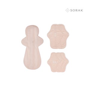 소락 SORAK 소락패드 오가닉 코튼 유기농 순면 스타터 패키지 친환경 면생리대 6장 라이너 중형 오버나이트 (무늬랜덤)