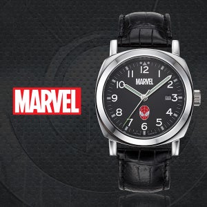 마블 어벤져스 스파이더맨 가죽 남성용 손목시계 MA011-SPBK