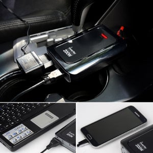 차량용 멀티 인버터 220V 200W USB 콘센트 시거잭 스마트폰 노트북 소형 제품 연결