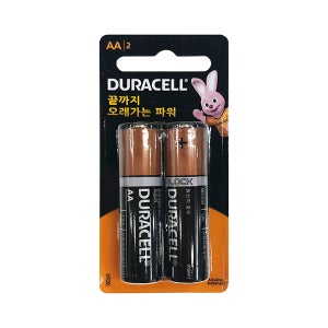 건전지 듀라셀 DURACELL LR06 AA사이즈 알카라인 포장 2개입 1.5V