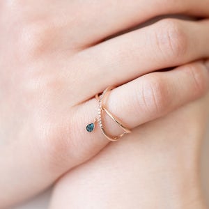 14k18k 천연다이아 딸랑이 두줄 물방울 애끼반지 드롭라인